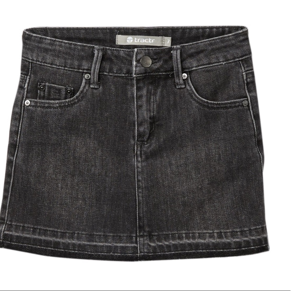 Tractr Lisa Mini Jean Skirt - Black Wash for Girls